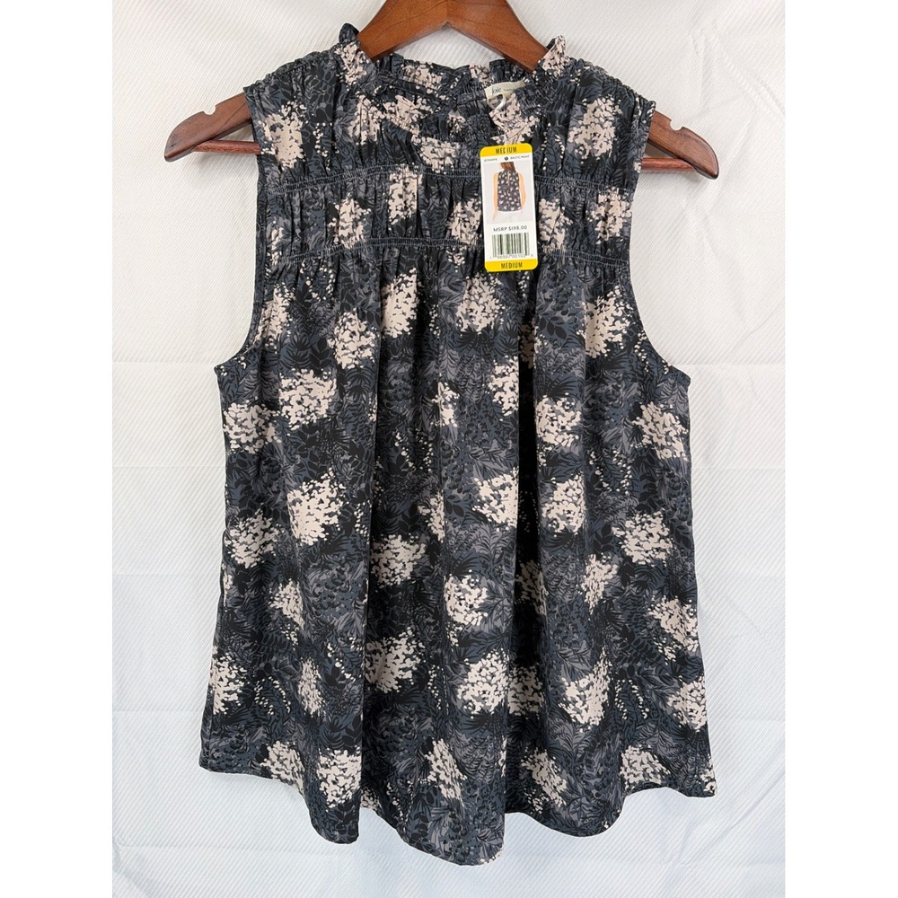 Joie Limited Edition Sleeveless Top Baltic Print Smocked High Neck Medium